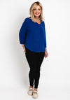 Fransa V-Neckline Textured Top, Royal Blue