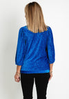 Fransa Madison Ribbed Velour Blouse, Blue