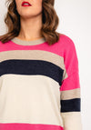 Fransa Melani Block Stripe Knitted Sweater, Pink