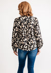 Fransa Jacquard Leopard V Neck Top, Beige