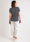 Fransa Ivy Striped V Neck Jersey Top, Navy