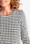 Fransa Noreen Houndstooth Jersey Dress, Black & White