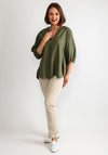 Freequent Lava Volume Sleeve Top, Deep Lichen Green