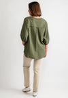 Freequent Lava Volume Sleeve Top, Deep Lichen Green