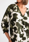 Freequent Julie Blur Print V Neck Blouse, Green