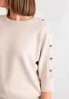 Freequent Studded Short Sleeve Sweater, Cream