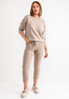 Freequent Ani Studded Short Sleeve Sweater, Taupe