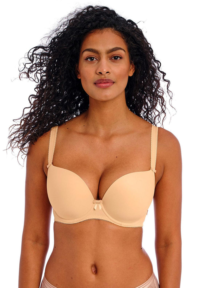 Semi/Medium Coverage Padded Non-Wired Satin Paneled T-shirt Bra with M –  SOIE Woman