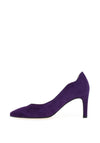 Gabor Suede Scalloped Trim Pointed Court Shoes, Purple