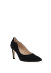 Gabor Suede Scalloped Trim Pointed Court Shoes, Black