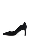 Gabor Suede Scalloped Trim Pointed Court Shoes, Black