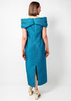 Gabriela Sanchez Lurex Textured Bardot Long Dress, Blue