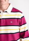 Gant Multi Stripe Heavy Rugger Polo Shirt, Beautyberry Purple