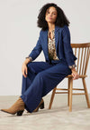 Gerry Weber Pinstripe Leopard Contrast Blazer, Blue