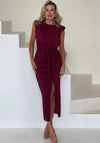 Girl in Mind Elena Plisse Midi Dress, Wine