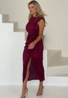 Girl in Mind Elena Plisse Midi Dress, Wine