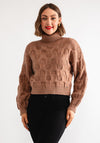 Goa Goa Textured Knit Lurex Polo Crop Jumper, Bronze