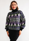 Goa Goa Chevron Polo Neck Jumper, Purple