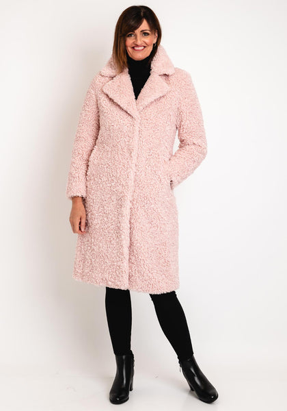 Long teddy outlet coat pink