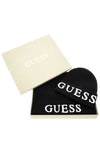 Guess Logo Ribbed Hat and Scarf Gift Set, Black