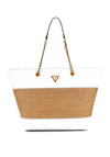 Guess Delfa Raffia Tote Bag, White