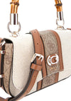 Guess Kermina 4G Logo Bamboo Handle Mini Grab Bag, Natural Latte