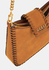 Guess Libera Suede Leather Shoulder Bag, Cognac