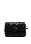 Guess Zaina Quilted Flap Over Shoulder Bag, Black