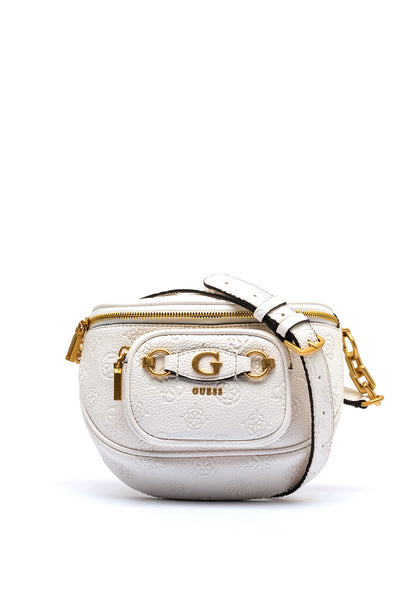 Guess Izzy Peony Mini Crossbody Bag Stone Logo McElhinneys