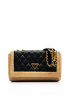 Guess Delfa Raffia Crossbody Bag, Natural Black