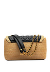 Guess Delfa Raffia Crossbody Bag, Natural Black