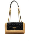 Guess Delfa Raffia Crossbody Bag, Natural Black