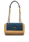 Guess Delfa Quilted Raffia Crossbody Bag, Natural/Denim