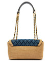 Guess Delfa Quilted Raffia Crossbody Bag, Natural/Denim