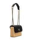 Guess Guilly Quilted Raffia Crossbody Bag, Black