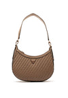 Guess Murielle Woven Effect Shoulder Bag, Dark Taupe