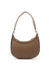 Guess Murielle Woven Effect Shoulder Bag, Dark Taupe