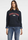 Guess Womens Chenille Logo Patch Hoodie, Dark Blue