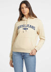 Guess Womens Chenille Logo Patch Hoodie, Cream
