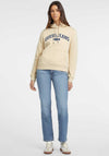 Guess Womens Chenille Logo Patch Hoodie, Cream