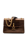 Guess James Faux Reptile Print Shoulder Bag, Bronze