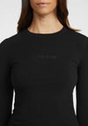 Guess Jeans Womens Slim Embroidered Long Sleeve Top, Black