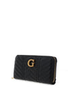 Guess Lovide Quilted Large Zip Around Purse, Black