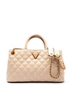 Guess Giully Quilted Snakeskin Satchel Bag, Cream