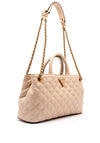 Guess Giully Quilted Snakeskin Satchel Bag, Cream