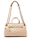 Guess Giully Quilted Snakeskin Satchel Bag, Cream