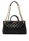 Guess Giully Quilted Snakeskin Satchel Bag, Black