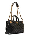 Guess Giully Quilted Snakeskin Satchel Bag, Black