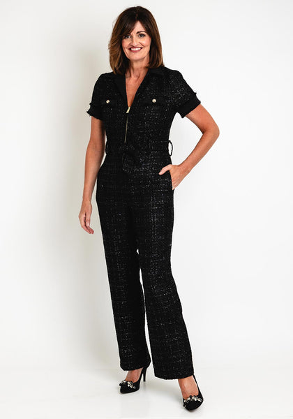 Guess Womens Boucle Jumpsuit Black McElhinneys