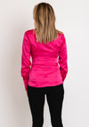 Guess Womens Fernanda Satin Fitted Blouse, Fuchsia